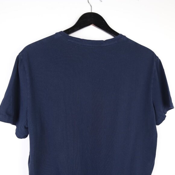 ARMANI EXCHANGE Shirt V-neck Spell Out Graphic Short Sleeve Dark Navy Blue - Picture 4 of 5